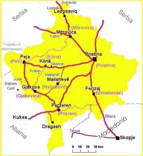 Carte du Kosovo